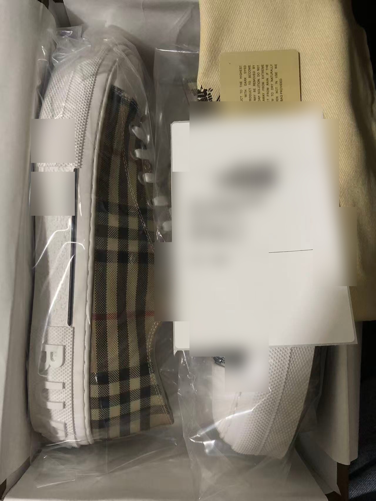 Burberry footwear packed and sealed for shipping