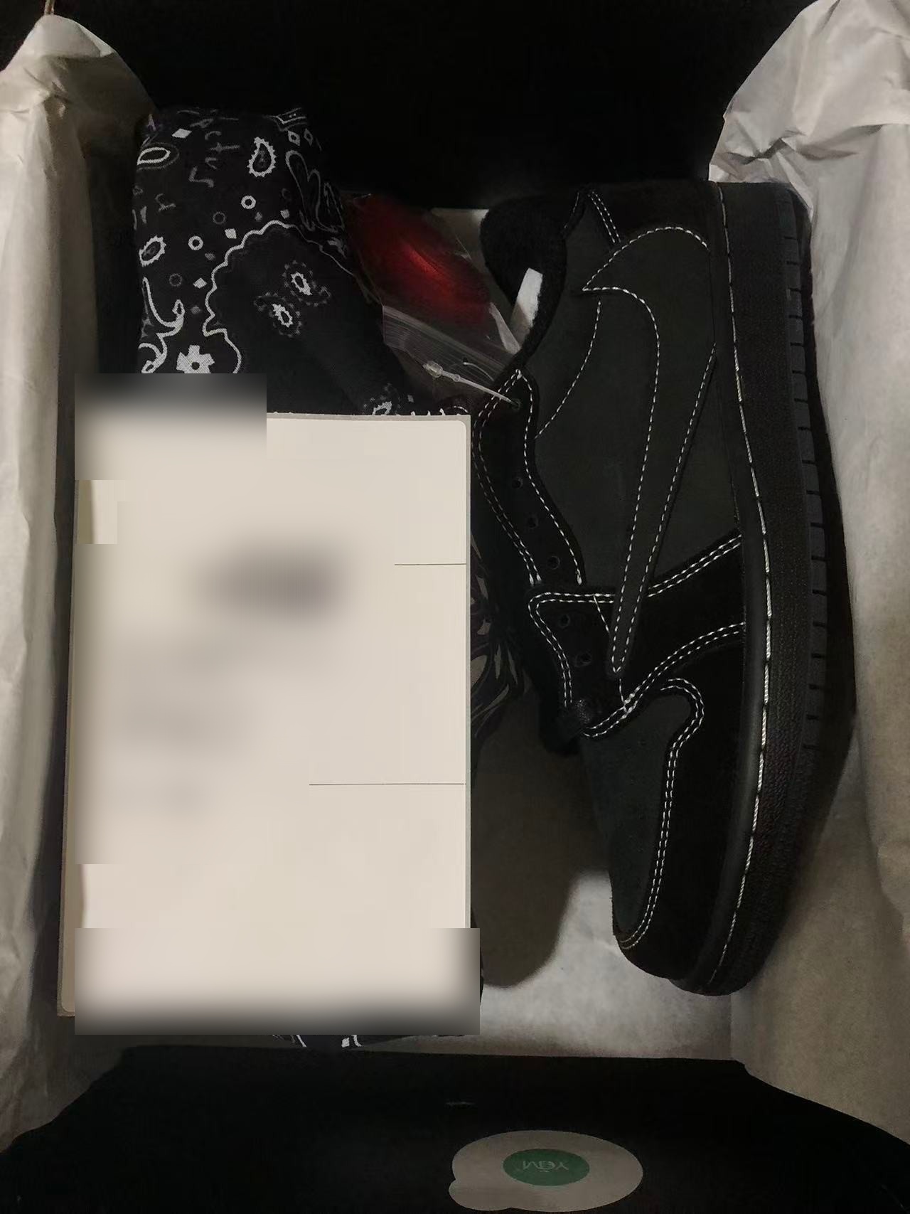 TS x AJ1 Low Black Phantom packed ready
