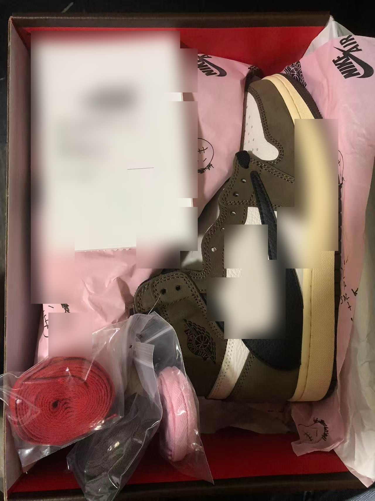 TS x AJ1 High Mocha unboxing with Cactus Jack tissue