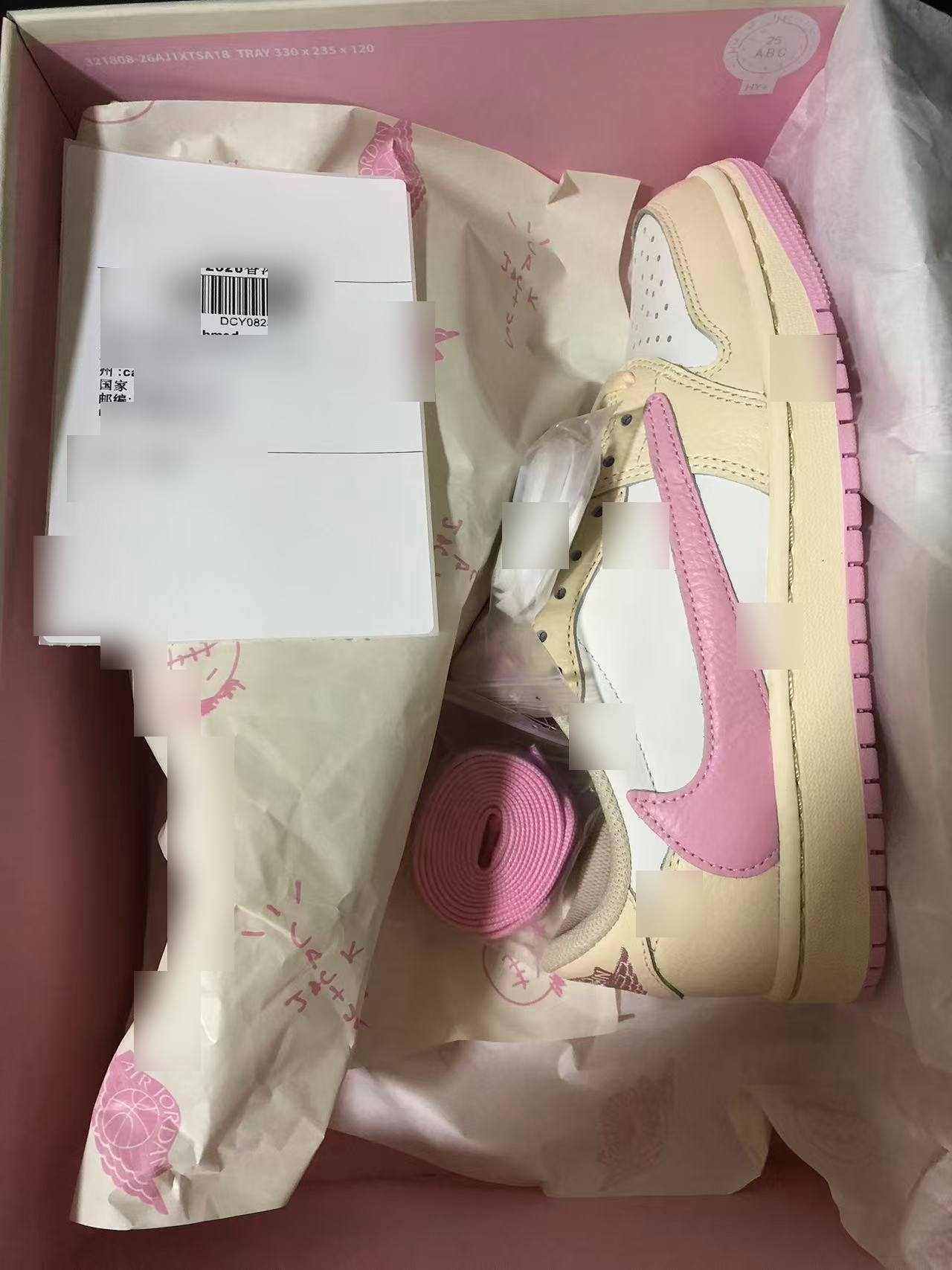 TS x AJ1 Low cream pink QC photos before shipping