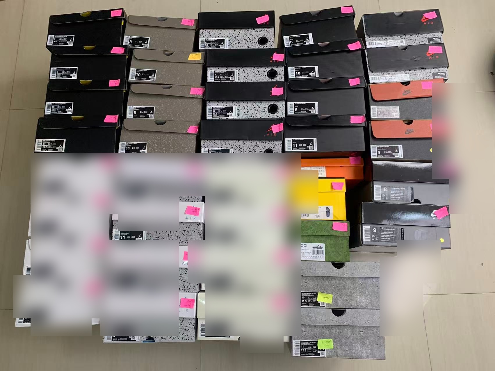 Sneaker orders packed - full size run ready for dispatch