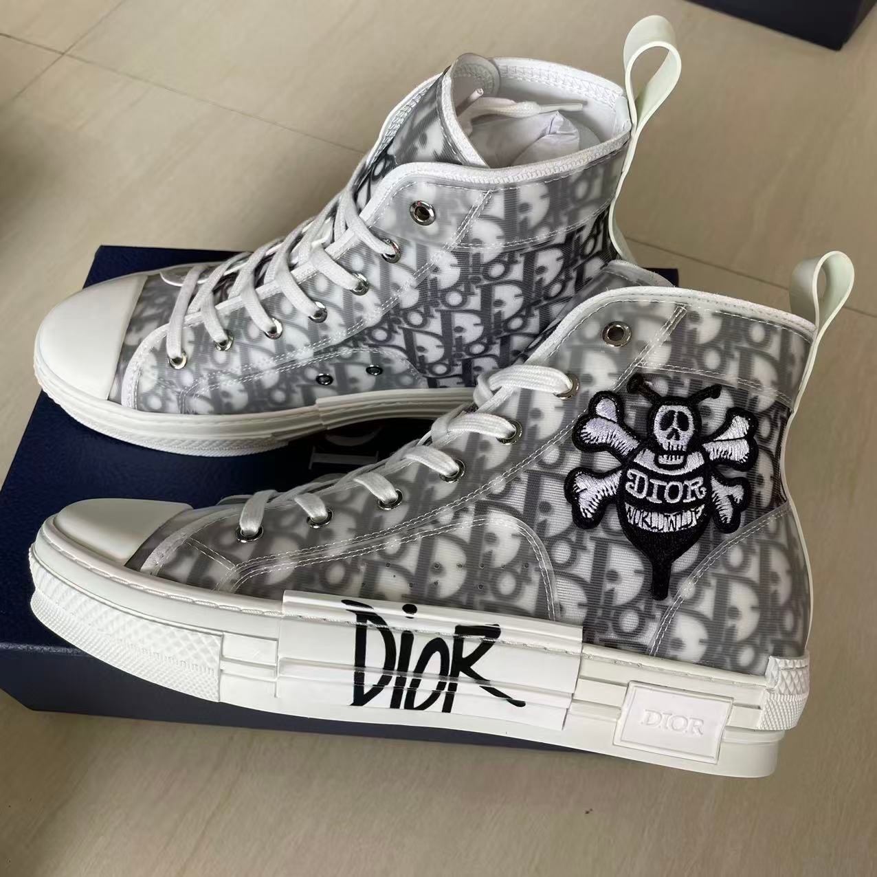 Dior B23 high top skull bee edition sneakers customer order proof